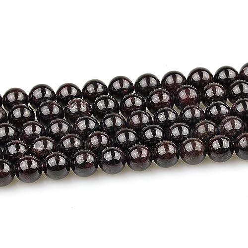 MJDCB Natural Stone Beads Garnet Round Loose Beads for Jewelry Making DIY Bracelet Necklace (10mm) - color: Garnet, size: 10mm