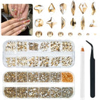 qiipii 4080Pcs Champagne Golden Nail Rhinestones Flatback Gold Crystals Gems Round Beads K9 Glass Stones Diamonds Jewels Nail Art Supplies Nail Charms Supplies for Nails Faces Eyes Makeup Body Beauty - color: Champagne Gold, size: B Set
