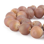 RUBYCA Round Dyed Electroplated Druzy Agate Quartz Crystal Gemstone Beads (1 Strand, Coffee, 6mm) - color: Coffee, size: 6mm