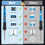 Soldering Iron Kit, 90W 110V Fast Heat up LCD Digital Soldering Gun kit with Ceramic Heater, 10 in 1 Adjustable Temperature Soldering Kit with Automatic Sleep Mode - color: Blue