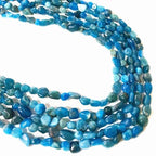 6-8mm Natural Blue Apatite Nuggets Oval Free Tumbled Pebble Semi Precious Gemstone Loose Stone Beads Approx 15.5 inch for DIY Jewelry Making - color: Blue Apatite