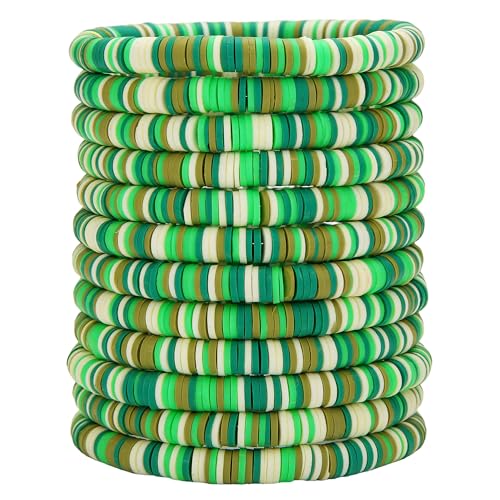 12pcs Friendship Bracelets Beaded Bracelets Heishi Bracelet Cute Bracelets Stack Vinyl Clay Disc Bead Surfer Stretch Summer Beach Bracelets For Women Preppy Bracelets - color: B-color 8