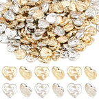 1 Box 200PCS Plastic Heart Shaped Beads with Small Holes Gold Silver Handmade Spacer Loose Platinum Hearts Shape Bead Charms Bulk for Jewelry Making Necklaces Bracelets Diy Craft Supplies - style: Heart