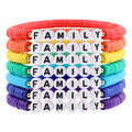 Rainbow Heishi Surfer Bracelets Set for Women Stackable Clay Beaded Bracelets Disc Stretch Preppy Bracelets Layering Colorful Friendship Bracelets Team Cheer Bulk Boho Summer Beach Jewelry Gift - style: FAMILY