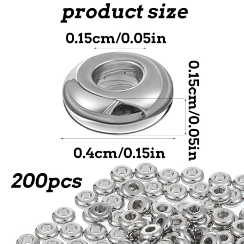 200 Pcs Stainless Steel Spacers Beads 4mm Round Bead Spacers 1.2mm Hole Metal Smooth Bead Finding for DIY Beading Jewelry Making