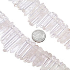 SUNYIK Natural Rock Quartz Crystal Points Quartz Polished Sticks Spikes Point Beads 15 inch Strand Drilled - color: Natural Rock Quartz(Polished), size: 0.5"-1.6"
