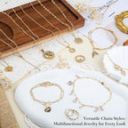 14k Gold Necklace Chains for Jewelry Making, Total 20 Feet 6 Rolls Bracelet Chains for DIY, 3.3 Feet Each Style, 14K Gold Plated Chain with Jump Rings/Lobster Clasps/Connectors - color: 14k Gold-20 Feet 6 Rolls