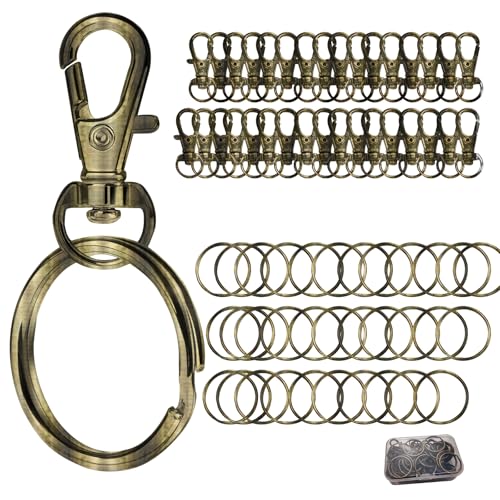 Keychain, 68PCS Swivel Snap Hooks with Key Rings, Metal Lobster Claw Clasp,34PCS Keychains Clips Hooks and 34PCS Key Chain Rings,Keychain Rings for DIY Crafts,Jewelry Making (Bronze) - color: bronze