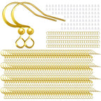160 PCS/80 Pairs 18K Gold Tone Plated Earring Hooks Hypoallergenic Ear Wires Fish Hooks with 100 PCS Clear Silicone Earring Backs and 100 PCS Jump Rings Gold Earring Finding for DIY Jewelry Making - color: C style-18K Gold Earring Hooks