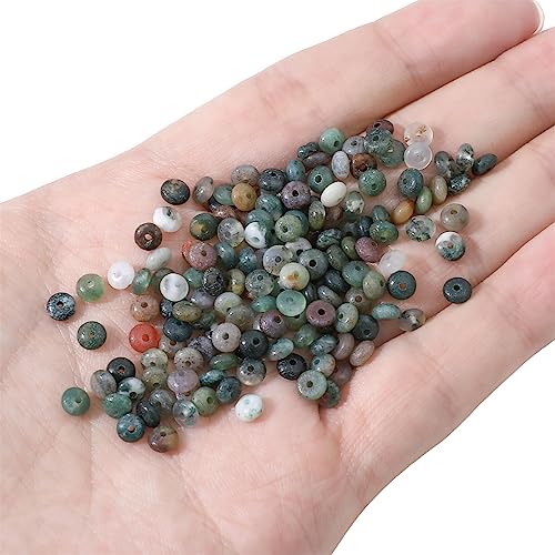 BEADIA Natural Indian Agate Disk Stone Beads 4x2mm 160pcs Rondelle Loose Semi Gemstone Beads for Jewelry Making Design - color: Indian Agate