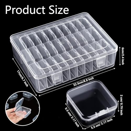 31-Slot Clear Plastic Bead Organizer Box with Hinged Lids - Portable Craft Storage Container for Jewelry Making, DIY Crafts, Nail Art & Small Parts