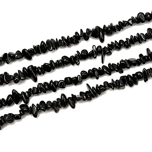3-5mm Natural Black Tourmaline Gemstone Chips Loose Beads Semi Precious for Jewelry Making DIY Handmade Craft Supplies 1 Strand per Bag Approxi 32" - color: Bluck Tourmaline