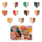 Beadthoven 22pcs/11 Pairs Natural Wood Resin Charms Monstera Leaf DIY Earrings Pendants Mixed Colors Tropical Palm Leaves Wooden Pieces Pendants for Statement Jewelry Making Findings - color: Monstera Leaf
