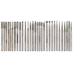 Yakamoz 30Pcs 2.35mm Shank Titanium-Coated Diamond Burrs Set Rotary File Burs Accessories Kit for Rotary Grinder Tools Grinding Polishing Carving Stone Jewelry Glass Ceramics