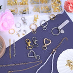 Prdingfy 579PCS Keychain Making Kit, Key Chain Supplies Including Keychain Clip, Key Rings, Lobster Claw Clasps, Jump Rings, Extender Chain,Pliers for Key Chain Making and Jewelry Making(Gold&Silver) - color: Gold-Sliver