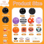 35 Pcs Chunky Bubblegum Beads 20mm Focal Pen Rhinestone Pearl with Rhinestone Large Hole European Spacer Beads for DIY Beadable Pens School Jewelry Making Keychain Craft Making(Hollowenn) - color: Happy Holloween