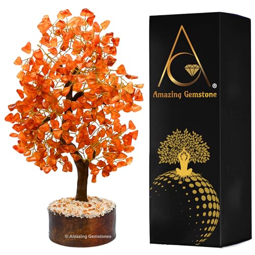 Amazing Gemstone Crystals and Healing Stones Birthday Gifts for Women - Carnelian Crystal Tree of Life Home Decor Stocking Stuffers, Bookshelf, Room, Meditation Gift for Mom, Unique Birthday Gifts - color: Carnelian