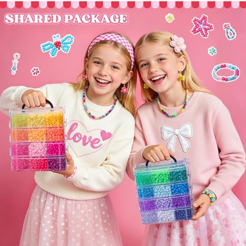 Umikk 10,000PCS Pony Beads Bulk, 48 Colors 6x9mm Plastic Kandi Beads for DIY Bracelet Making Hair Braiding Kandi Jewelry Key Chains Crafts Gifts (5.73LB, Shockproof Packaging) - color: 48colors10000pcs