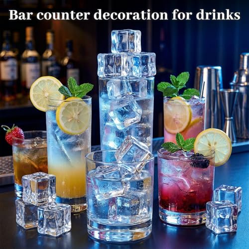 DomeStar Fake Ice Cubes, 20 PCS 1inch Acrylic Fake Ice Vase Fillers Centerpiece Photography Accessories Food Props Table Scatter Decoration
