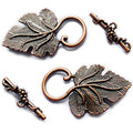 Heather's CF Toggle Jewelry Clasps – Durable Quality, Antique Grape Leaves Copper Finish Toggle Clasps & Closures for Necklace, Bracelet & Charms – Ideal for DIY, & Jewelry Making – Large (Set of 16) - color: Large copper toggle clasp