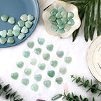 Gerrii 50 Pcs Heart Healing Stone Bulk Quartz Heart Inspirational Stones Gift for Women Love Pocket Polished Natural Energy Balancing Meditation 0.8 Inch(Green) - color: Green