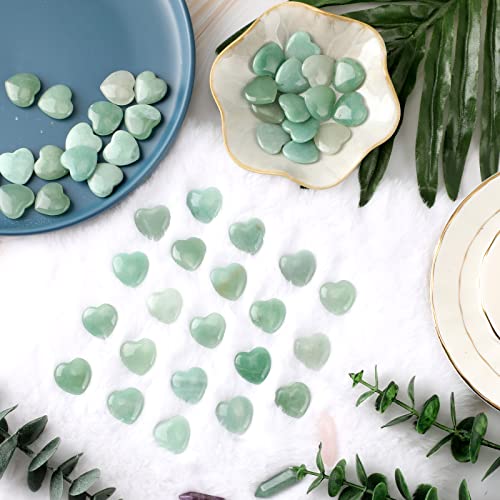 Gerrii 50 Pcs Heart Healing Stone Bulk Quartz Heart Inspirational Stones Gift for Women Love Pocket Polished Natural Energy Balancing Meditation 0.8 Inch(Green) - color: Green