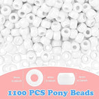 QPIXVB 1100PCS White Pony Beads,Friendship Bracelet Beads Kit,Bead for Jewelry Making and Bracelets Making,Braid Hair Bead for Crafts,Small,White Jewelry Making Supplies for Adults - color: white beads