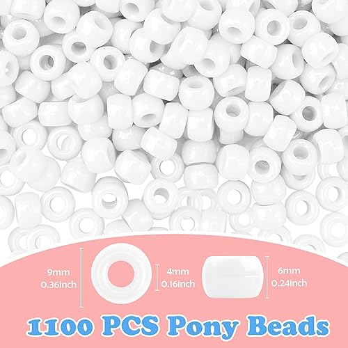 QPIXVB 1100PCS White Pony Beads,Friendship Bracelet Beads Kit,Bead for Jewelry Making and Bracelets Making,Braid Hair Bead for Crafts,Small,White Jewelry Making Supplies for Adults - color: white beads