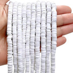 10 Strands Clay Bead, Neutral Heishi Beads for Bracelet Stack, Earth Tone for Adults, Kit for Friendship Bracelets(White) - color: White