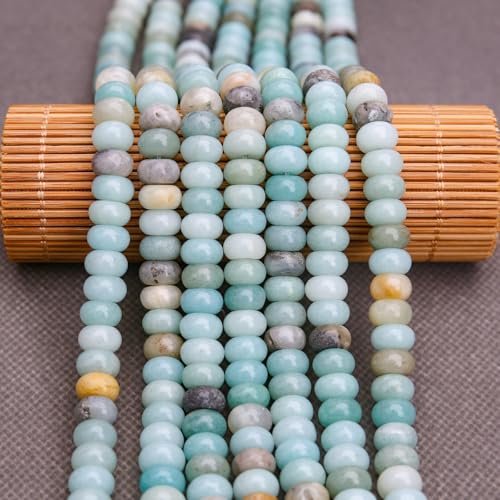 BONNY BOXX Natural 5 * 8mm Amazonite Rondelle Beads, Natural Abacus Disk Stone Beads Loose Spacer Gemstone Beads for DIY Bracelet Necklace Jewelry Making - color: Amazonite, size: 5*8MM