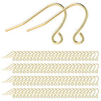 200 Pack Gold Earring Hooks Wires Supplies for Jewelry Making Earrings Findings for Jewelry Making Kit - color: Yellow Gold
