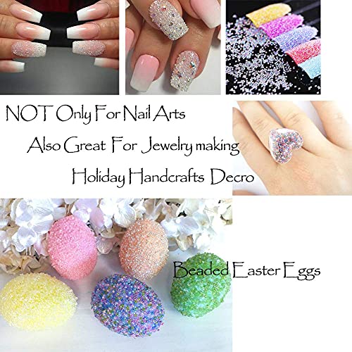 Pandahall 50g Translucence DIY 3D Caviar Nail Art Decoration Mini Micro Glass Beads for Nail Care No Hole Crystal 0.6-0.8mm X-MRMJ-R038-B02