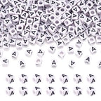 FASHEWELRY 300Pcs Cube White Acrylic Letter Beads 6x6mm Letter A Alphabet Beads for DIY Bracelet Necklace Jewelry Making - color: Letter A, size: 6x6x6mm
