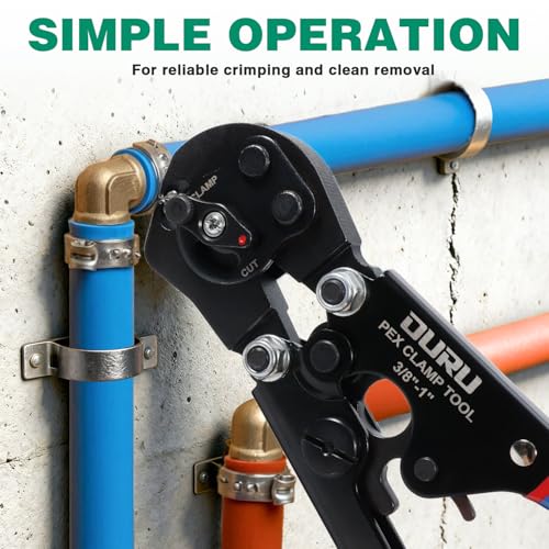 2 IN 1 Ratchet Pex Crimping Tool Cinch and Remove Combo Function Pex Pipe Crimp Tool from 3/8" to 1" Pex Crimper with Pex Cutter and Stainless Steel Pex Clamps 1/2" 25PCS, 3/4" 10PCS in Plastic Box - style: 2pcs Pex Tool Kit with Box