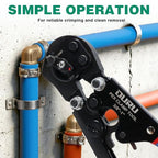 2 IN 1 Ratchet Pex Crimping Tool Cinch and Remove Combo Function Pex Pipe Crimp Tool from 3/8" to 1" Pex Crimper with Pex Cutter and Stainless Steel Pex Clamps 1/2" 25PCS, 3/4" 10PCS in Plastic Box - style: 2pcs Pex Tool Kit with Box