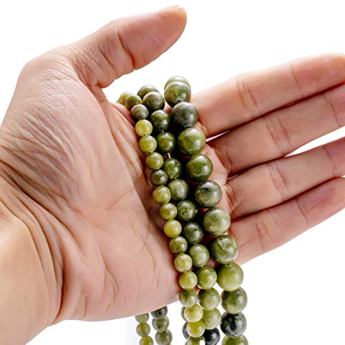 BEADIA Taiwan Green Jade Natural Stone Round Loose Semi Gemstone Beads for Jewelry Making 8MM 44PCS - color: Taiwan Green Jade, size: 8mm