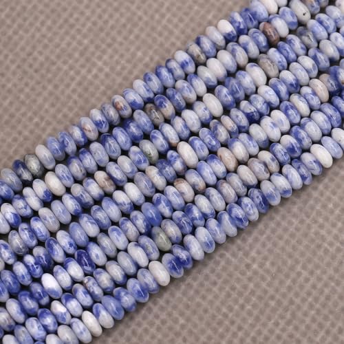 BONNY BOXX 1 Strand (150PCs) Natural 2 * 4mm Blue Dot Rondelle Beads, Natural Abacus Disk Stone Beads Loose Spacer Gemstone for DIY Bracelet Necklace Jewelry Making - color: Blue Dot, size: 2*4MM