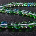 60PCS 6mm Gemstone Green Angel Aura Round Stone Polished Mermaid Aura Moonstone Bead Smooth Stone Loose Beads Crystal Quartz for DIY Jewelry Making 1 Strand 15” - color: Green, size: 6mm