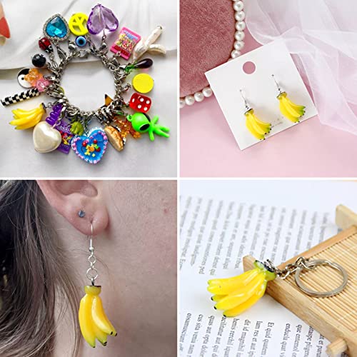 Craftdady Fruit Dangle Charms Pendants Cute Resin Food Pendants Apple Orange Pineapple Strawberry Pendants Lovely Vegetable Mushroom Charms for DIY Craft Earring Bracelet Necklace Jewelry Making - color: Yellow, Banana