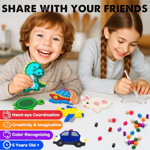 FUNZBO 13200 5mm Fuse Beads Kit - Fuse Beads Set with 20 pcs Special Shaped Pegboards, Home School Arts and Crafts Supplies for Kids, Birthday Gifts for Girls and Boys Age 5+ Years Old - size: 13200 pcs with Pegboards