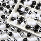 20mm Acrylic Beads 180pcs Cow Style Chunk Bubblegum Bead Black&White Beadable Pen Ball Beads for Pen Bag Jewelry Making Necklace Bracelets (Black&White) - color: black&white
