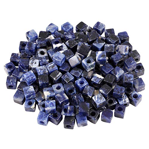 TUMBEELLUWA Stone Bead for Jewelry Making, Healing Crystal Large Hole Square Shape Loose Beads Pack of 15,Sodalite - color: blue