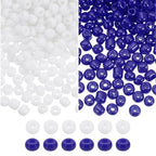 HARFINGTON 2000Pcs Tiny Glass Beads 6/0 4mm Loose Mini Round Small Beads Bulk for Necklaces Bracelet Earring Rings Jewelry Making, Dark Blue/White - color: Dark Blue/White