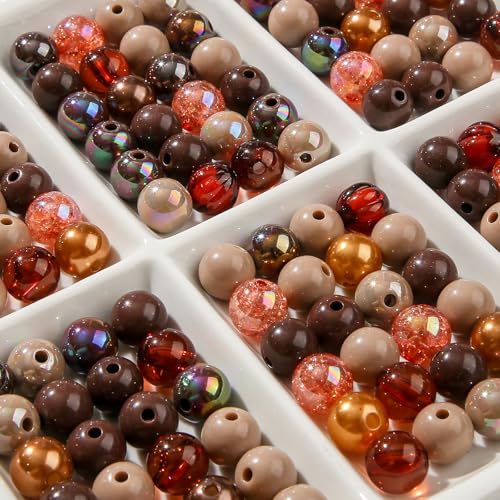 12mm Brown Acrylic Beads 300pcs Focal Spacer Bead Chunk Bubblegum Beads for DIY Crafting Necklace Bracelet Jewelry Making Keychain (Brown) - color: brown