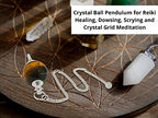 Amazing Gemstone Tiger Eye Crystal Ball Pendulum for Divination - Dowsing Pendulum Necklace with Chain and Quartz Bead for Reiki Healing and Crystal Grid Meditation - color: Tiger Eye