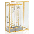 Glass Necklace Organizer Holder, Jewelry Organizer Necklace Holder with Hanging Hooks, Glass Necklaces Display Case for Storage Rings Earrings - style: Necklace Organizer