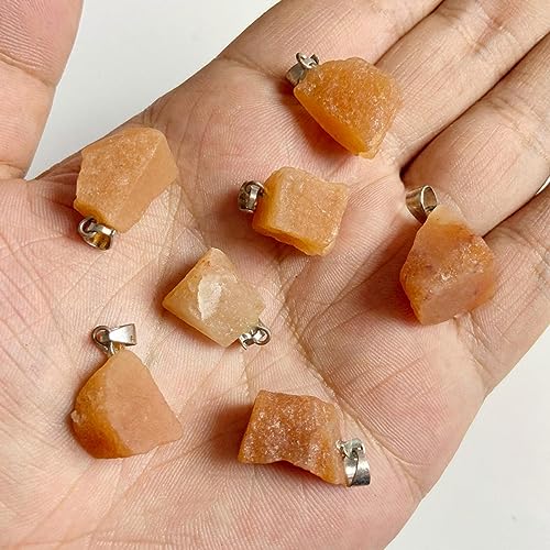 10pcs Irregular Raw Natural Red Aventurine Rock Stone Pendant Healing Crystal Chakra Gemstone Charm for Jewelry Making DIY Necklace Earrings Accessories Reiki - color: Red Aventurine