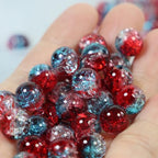100Pcs 10mm Crackle Glass Beads for Jewelry Making - Round Spacer Crystal Beads Bulk, DIY Craft Supplies for Necklace Bracelet Earrings (Red Blue Transparent) - color: Red Blue Transparent