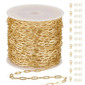 GTVOODX 33 Feet Gold Paperclip Chains for Jewelry Making Oval Soldered Stainless Steel Necklace Bulk Chain Roll Spool for DIY Bracelet Craft Supplies with Lobster Clasps Jump Rings - color: Gold Thin Paperclip Chains