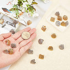 SUNNYCLUE 1 Box 12 Pairs 3 Styles Stainless Steel Stud Earring Geometric Flat Round Heart Square Earring Findings with Hole for Women Adults DIY Jewelry Making - color: 12 Pairs Mixed Color Stud Earring Findings